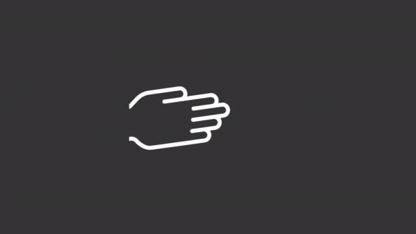 Анімована Піктограма Білої Лінії Правої Руки Відкрита Долоня Розтягнута Рука — стокове відео