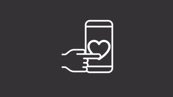 Animated Mobile Aid White Line Icon Phone Donation Nonprofit Organization — Vídeo de Stock