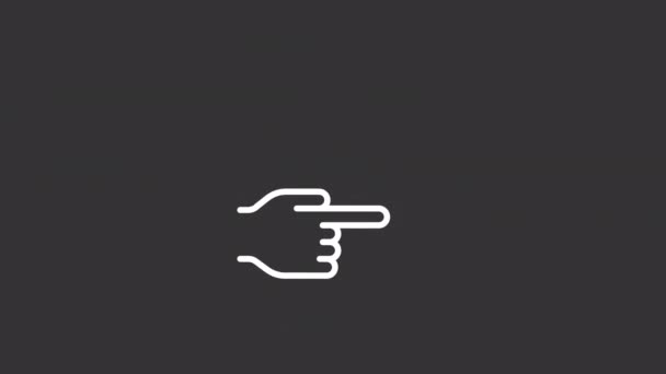 Animated Click White Line Icon Choose Option Index Finger Pointing — Vídeo de Stock