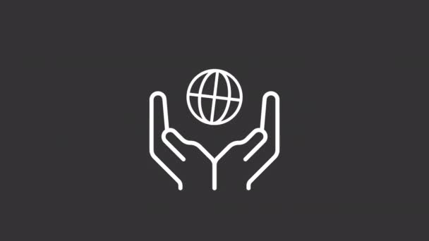 Animated Nonprofits White Line Icon Humanitarian Mission Charitable Organization Seamless — Stock video