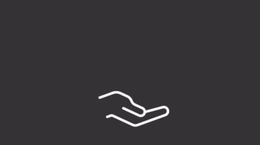 Animated charitable white line icons. Volunteer opportunity. Charitable giving. Seamless loop HD video with alpha channel on transparent background. Motion graphic design for night mode pack