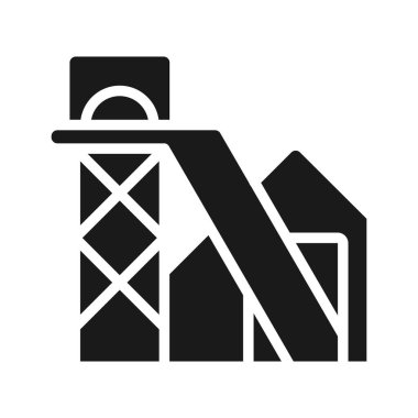 Kömür madeni siyah kabartma simgesi. Dünya 'da fosil yakıt deposu. Kaya ve cevherin çıkarılması. Ağır endüstri. Beyaz uzayda siluet sembolü. Piktogram sağlammış. Vektör izole illüstrasyonu