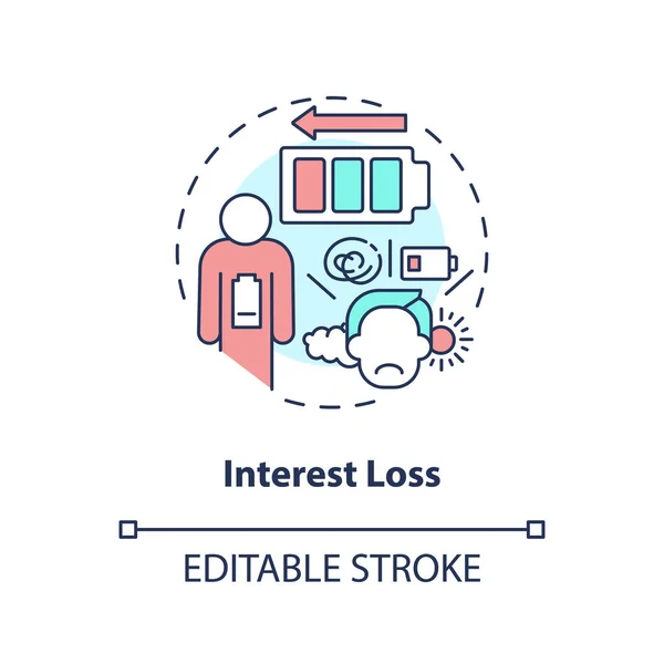 金利損失の概念のアイコン 患者を落胆させた 慢性的なケア管理は 抽象的な考え方に挑戦します 独立した外形図面 編集可能なストローク Arial Myriad Pro Boldフォントの使用 — ストックベクタ