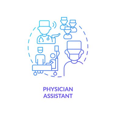 Physician assistant blue gradient concept icon. Medical assosiate. Chronic care management provider abstract idea thin line illustration. Isolated outline drawing. Myriad Pro-Bold font used