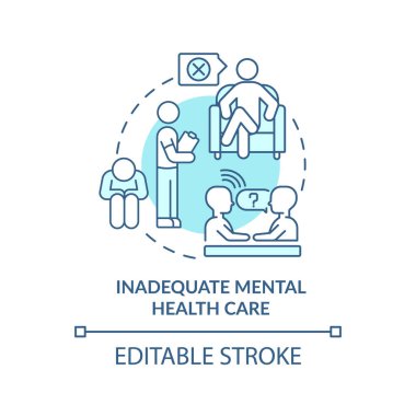 Inadequate mental health care turquoise concept icon. LGBTQI risk factor abstract idea thin line illustration. Isolated outline drawing. Editable stroke. Arial, Myriad Pro-Bold fonts used