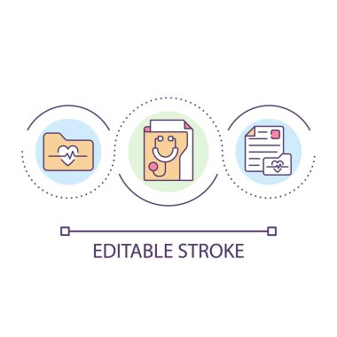 Patient medical history loop concept icon. Anamnesis. Information record. Previous conditions abstract idea thin line illustration. Isolated outline drawing. Editable stroke. Arial font used