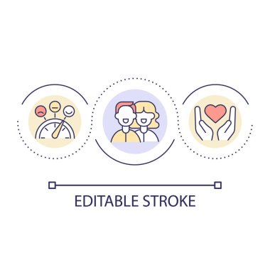 Happy medical service customers loop concept icon. Provide medical assistance. Healthy patients abstract idea thin line illustration. Isolated outline drawing. Editable stroke. Arial font used