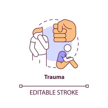 Trauma concept icon. Homophobia problem. LGBTQI mental health risk factor abstract idea thin line illustration. Isolated outline drawing. Editable stroke. Arial, Myriad Pro-Bold fonts used