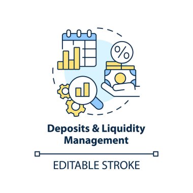 Deposits and liquidity management concept icon. Treasury management service abstract idea thin line illustration. Isolated outline drawing. Editable stroke. Arial, Myriad Pro-Bold fonts used