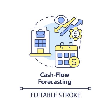 Cash-flow forecasting concept icon. Treasury management system function abstract idea thin line illustration. Isolated outline drawing. Editable stroke. Arial, Myriad Pro-Bold fonts used