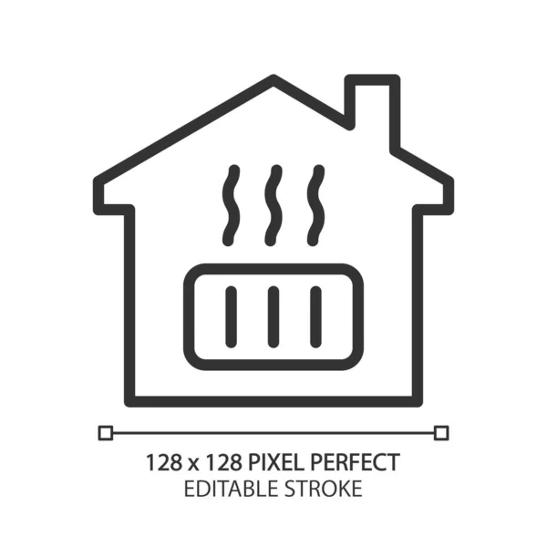 Central Heating Pixel Perfect Linear Icon Home Radiator Public Utility — Vetor de Stock