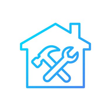 Repair and maintenance pixel perfect gradient linear vector icon. Building restoration. Renovation service. Thin line color symbol. Modern style pictogram. Vector isolated outline drawing