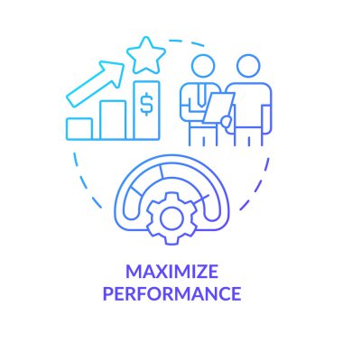 Maximize performance blue gradient concept icon. Improve process. Treasury management benefit abstract idea thin line illustration. Isolated outline drawing. Myriad Pro-Bold font used