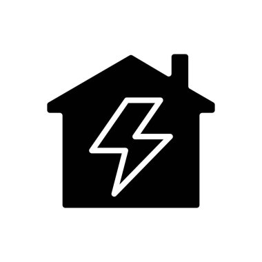 Electricity black glyph icon. Domestic usage. Home lighting. Public utility service. Electric appliances. Silhouette symbol on white space. Solid pictogram. Vector isolated illustration