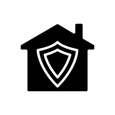 Home security black glyph icon. Burglary prevention. Property insurance. Automated safety system. Surveillance. Silhouette symbol on white space. Solid pictogram. Vector isolated illustration