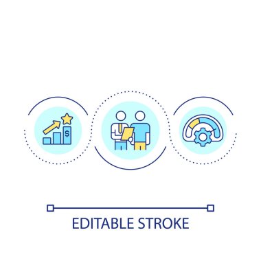 Training loop concept icon. Financial literacy. Company income growth. Bank employee abstract idea thin line illustration. Isolated outline drawing. Editable stroke. Arial font used