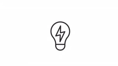 Animated lightbulb linear icon. Electrical bulb. Home illumination. Business solution. Seamless loop HD video with alpha channel on transparent background. Outline motion graphic animation