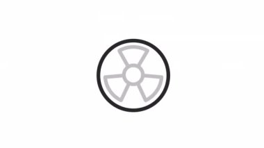 Animated radiation linear icon. Radioactive area. Hazardous object. Ecological pollution. Seamless loop HD video with alpha channel on transparent background. Outline motion graphic animation