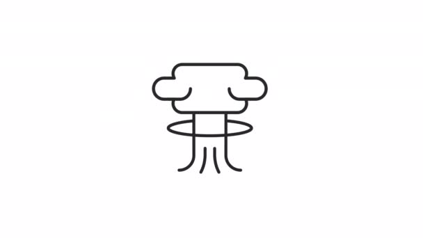 Animated Atom Bomb Linear Icon Nuclear Explosion Radioactive Mushroom Cloud — Stockvideo
