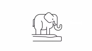 Animated elephant linear icon. Wild animal. Insecure creature. Dying fauna. Wildlife. Seamless loop HD video with alpha channel on transparent background. Outline motion graphic animation