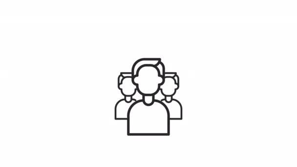 Animated Crowd Linear Icon Group People Company Team Members Union — Stockvideo