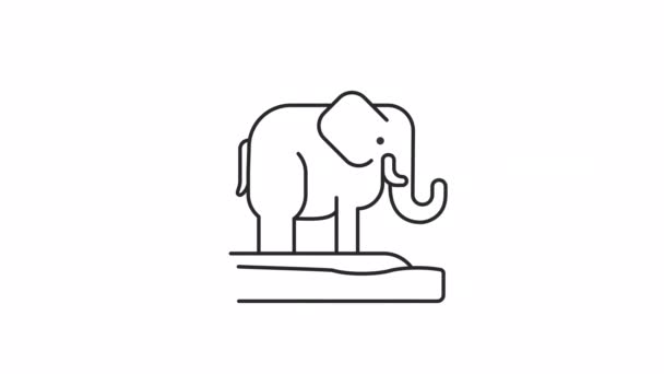 Animated Elephant Linear Icon Wild Animal Insecure Creature Dying Fauna — 비디오