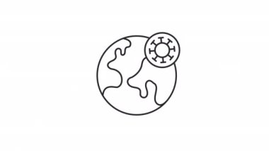 Animated pandemic linear icon. Mass diseases. Spreading virus. Public health issue. Seamless loop HD video with alpha channel on transparent background. Outline motion graphic animation