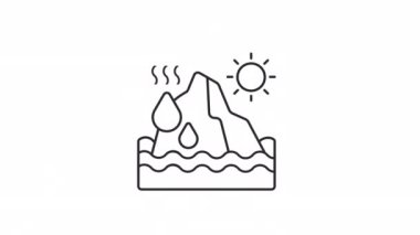 Animated glacier linear icon. Melting icebergs. Greenhouse gas. Global warming. Seamless loop HD video with alpha channel on transparent background. Outline motion graphic animation