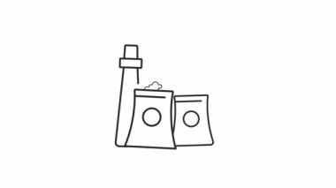Animated industry linear icon. Air pollution. Greenhouse gas. Carbon footprint. Seamless loop HD video with alpha channel on transparent background. Outline motion graphic animation