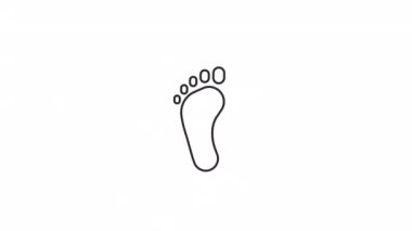 Animated footprint linear icon. Barefoot. Environmental trace. Footwear and orthopedics. Seamless loop HD video with alpha channel on transparent background. Outline motion graphic animation