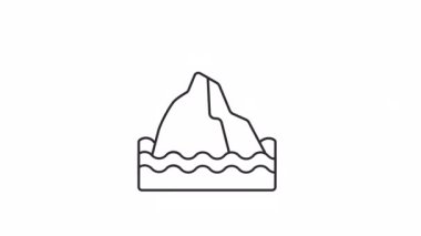 Animated melting ice linear icon. Global warming. Climate change. Ecological crisis. Seamless loop HD video with alpha channel on transparent background. Outline motion graphic animation