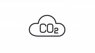 Animated gas linear icon. Carbon dioxide emission. Greenhouse gas. Global warming. Seamless loop HD video with alpha channel on transparent background. Outline motion graphic animation