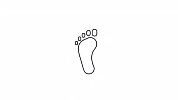 Animated Footprint Linear Icon Barefoot Environmental Trace Footwear Orthopedics Seamless — Stock Video