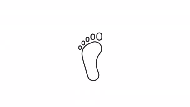 Анімована Босонога Лінійна Піктограма Ходити Босоніж Людський Слід Взуття Відбиток — стокове відео