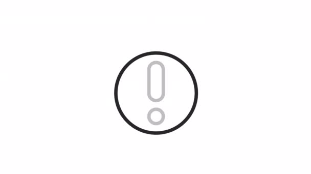 Animated Attention Linear Icon Exclamation Mark Error Problem Warning Sign — Video Stock