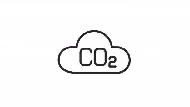 Animated Gas Linear Icon Carbon Dioxide Emission Greenhouse Gas Global — Stockvideo
