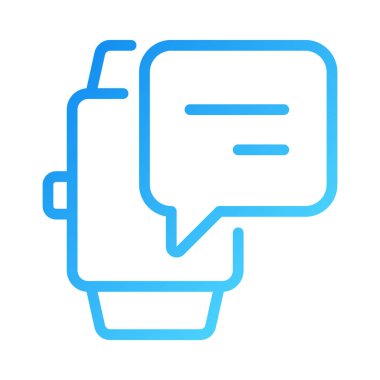 Notification from digital watch pixel perfect gradient linear vector icon. Chat bubble over hand with device. Thin line color symbol. Modern style pictogram. Vector isolated outline drawing