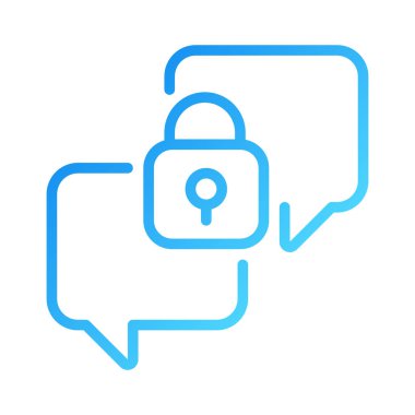 Confidential conversation pixel perfect gradient linear vector icon. Chat balloons with padlock. Safe communication. Thin line color symbol. Modern style pictogram. Vector isolated outline drawing