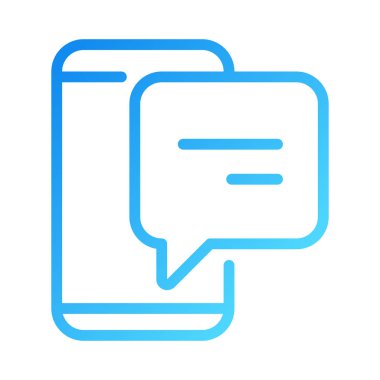 Smartphone with speech bubble pixel perfect gradient linear vector icon. Notification from messenger. Mobile phone app. Thin line color symbol. Modern style pictogram. Vector isolated outline drawing
