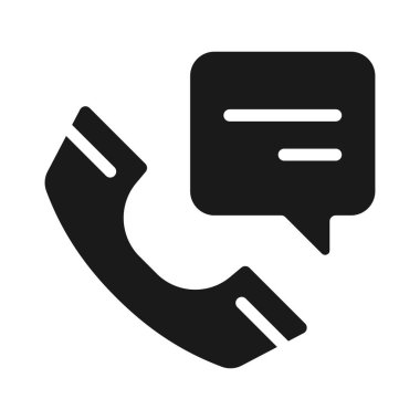 Cell phone with speech bubble black glyph icon. Handset with chat balloon. Technology of communication. Silhouette symbol on white space. Solid pictogram. Vector isolated illustration