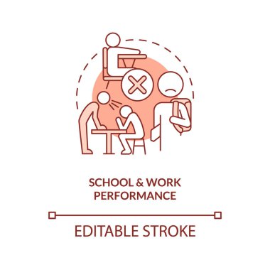 School and work performance terracotta concept icon. Parent teen conflict area abstract idea thin line illustration. Isolated outline drawing. Editable stroke. Arial, Myriad Pro-Bold fonts used