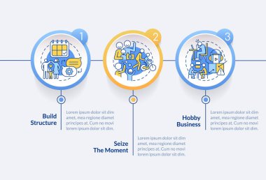 Maintain opportunities for communication circle infographic template. Data visualization with 3 steps. Editable timeline info chart. Workflow layout with line icons. Lato-Bold, Regular fonts used