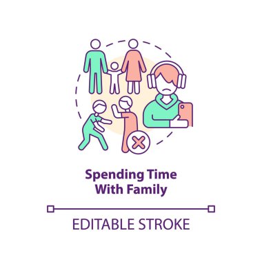 Spending time with family concept icon. Relationship. Parent teen conflict area abstract idea thin line illustration. Isolated outline drawing. Editable stroke. Arial, Myriad Pro-Bold fonts used