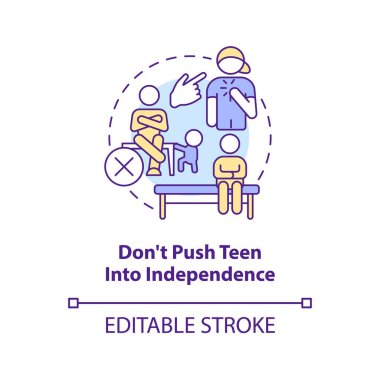 Do not push teen into independence concept icon. Peaceful child parenting tip abstract idea thin line illustration. Isolated outline drawing. Editable stroke. Arial, Myriad Pro-Bold fonts used
