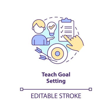 Teach goal setting concept icon. Development plan. Maintain teenager responsibility abstract idea thin line illustration. Isolated outline drawing. Editable stroke. Arial, Myriad Pro-Bold fonts used