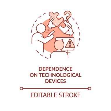 Dependence on technological devices terracotta concept icon. ICT disadvantage abstract idea thin line illustration. Isolated outline drawing. Editable stroke. Arial, Myriad Pro-Bold fonts used