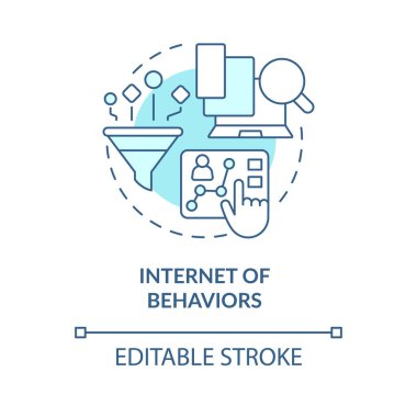 Internet of behaviors turquoise concept icon. Analyzing. Information technology trend abstract idea thin line illustration. Isolated outline drawing. Editable stroke. Arial, Myriad Pro-Bold fonts used