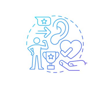 Compliment your child blue gradient concept icon. Mark achievement. Promoting self esteem in teen abstract idea thin line illustration. Isolated outline drawing. Myriad Pro-Bold font used