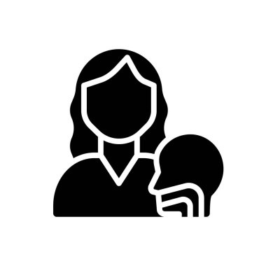 Otorhinolaryngology black glyph icon. Throat and nose diseases. Examination, treatment. Medical clinic service. Silhouette symbol on white space. Solid pictogram. Vector isolated illustration