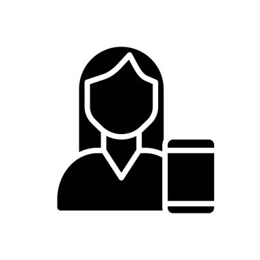 Telemedicine black glyph icon. Online doctor consultation. Telehealth technology. Health care service. Silhouette symbol on white space. Solid pictogram. Vector isolated illustration